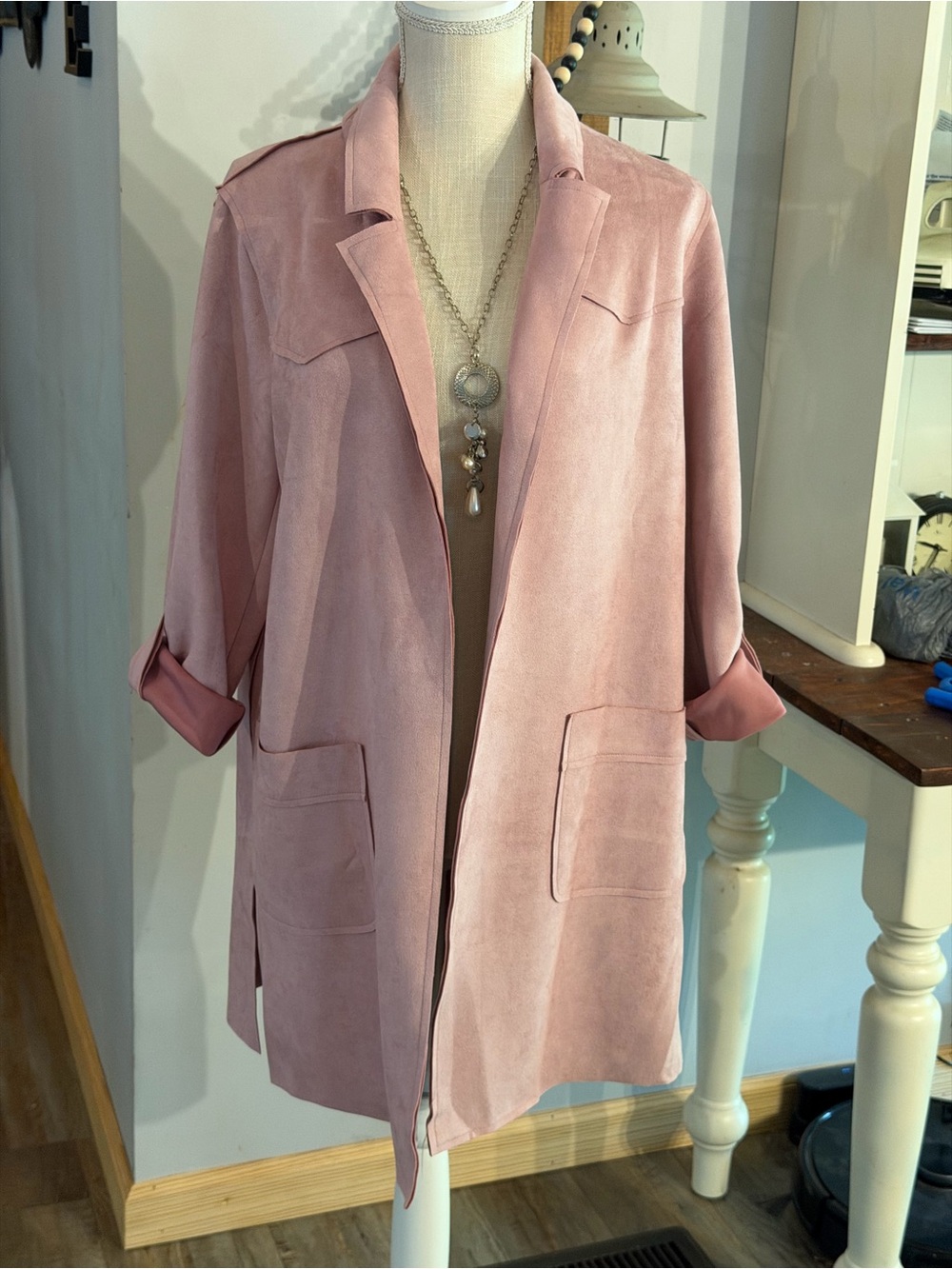 Cato Dusty Pink/Purple Suede-Style Blazer Jacket